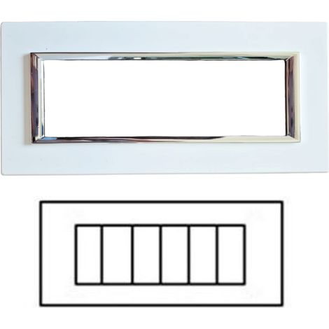 Placca Interruttore Bianca 6 Posti Compatibile Matix Copripresa C4806 WHT (1/5)