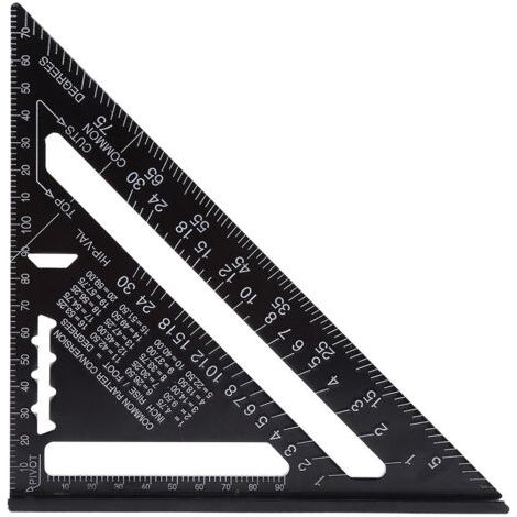 (Métrique)7" Rapporteur d'angle de triangle, couleur noire, Équerre Triangle Règle d'Angle Rapporteur en alliage d'aluminium (1/5)