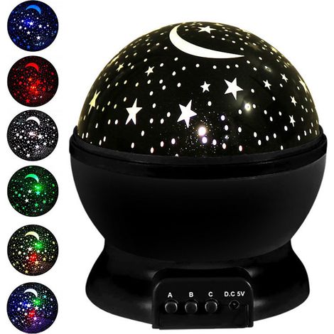 360° LED, ciel étoilé Projecteur Star Sleeping Aid Baby Night Light pour enfants, noir