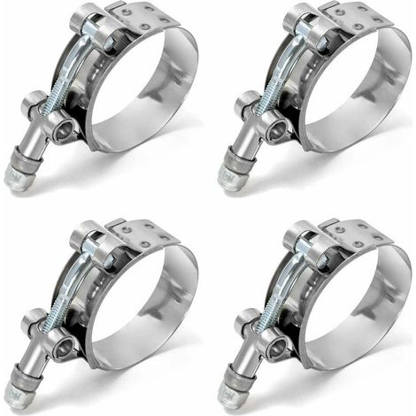 Tuyau Clips, Colliers de Serrage à Boulon en T, t-Bolt Colliers, Acier Inoxydable, pour Famille Tuyau d'eau, réservoir de gaz, Tube d'automobiles, 58-65mm, Lot de 4 (1/4)