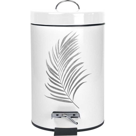 Poubelle à Pédale Imprimée "Orbella" 3L Blanc & Argent (1/3)
