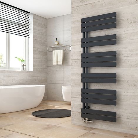 Heilmetz Handtuchheizkörper Warmwasser Badheizkörper Anthrazit 140 x 50 cm 661W Flach Design Seitenanschluss