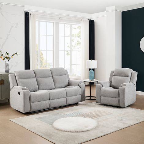 ORKA 1+3 SEATER FABRIC MANUAL RECLINER SOFA SET (Grey) (1/5)