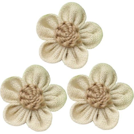 3 fleurs en toile de jute vintage
