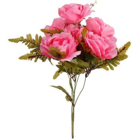Bouquet di rose artificiali - 6 pezzi, colore rosa chiaro, altezza 48 cm (1/3)