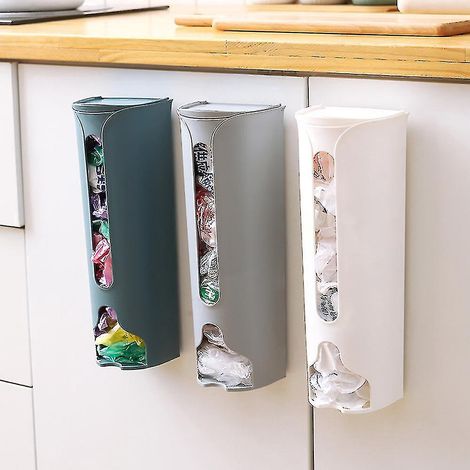 Plastiktütenhalter für Küche und Einkauf, Spender und Aufbewahrung für Plastiktüten – Grau