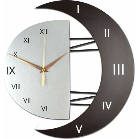 Horloge Murale Moderne Design Silencieuse Horloge Cuisine Cadre en Forme de Lune Créative Horloge de Décoration pour la Maison