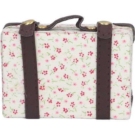 Valise Métallique Miniature 6:1 pour Maison de Poupées - Accessoire Décoratif Fleuri 3x2x1 pouces (1/5)