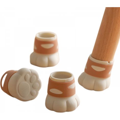Lot de 4 protège-pieds de meubles à motifs de pattes de chat, antidérapants et anti-bruit, pour bureaux, tables et chaises. (1/5)
