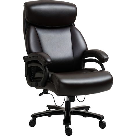 Fauteuil de bureau ergonomique type chaise gaming, dossier inclinable, rembourrage épais, charge 180 kg, hauteur réglable en similicuir marron (1/5)