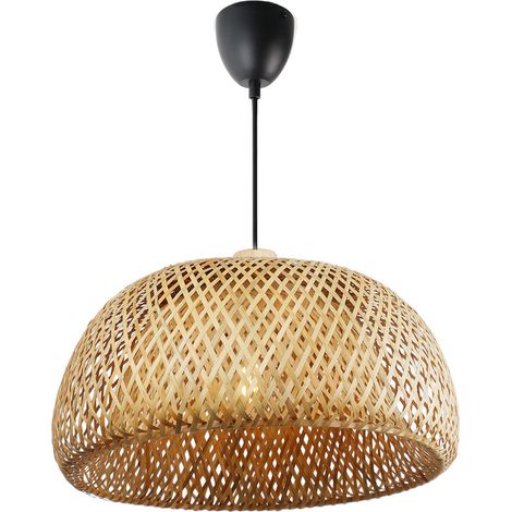Lámpara colgante mimbre bambú Ø38cm negra E27 (1/5)