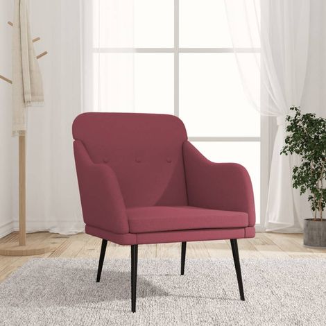 Fauteuil Rouge bordeaux 63x76x80 cm Tissu (1/5)