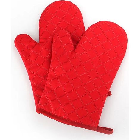 Gants de Four Cuisine Kuangfushang, Résistants à la Chaleur Gants de Four Épais Résistants à la Chaleur, 1 Paire, Rouge (1/5)