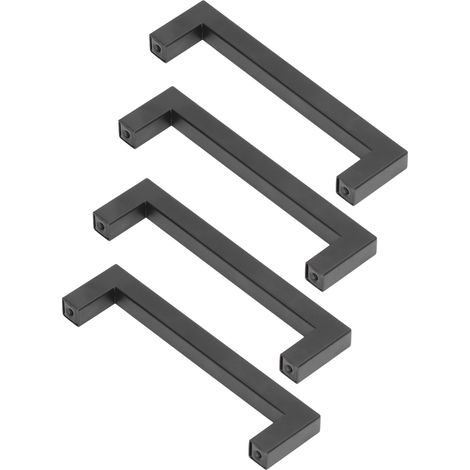 4er-Set quadratische Schrankgriffe aus Edelstahl für Küchenschränke, Schreibtischschubladen, klein, schwarz, 12 x 12 x 96 mm (1/5)