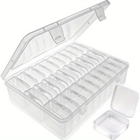 Boîtes carrées en plastique transparent, 5,4 x 5,4 x 2 cm 30 boîtes de rangement de bureau Boîtes de rangement à anneaux