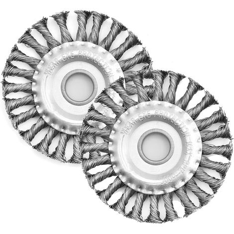 2 Pack Round Brush Wire Brush Braided Wire Brush with Strong Twisted Wire Bristles, Disc Brushes, Steel Brushes, Wire Brushes for Angle Grinder, Long Service Life (125 X (1/5)