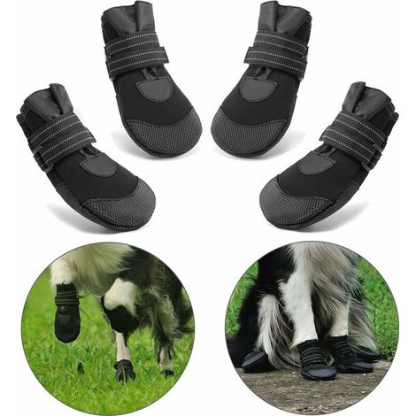 Bottes de Protection, 4 Pièces Chaussures de Chien Semelle Souple antidérapante pour Petits à Moyens Chiens (1) (1/4)
