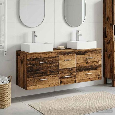 vidaXL Bathroom Cabinet Set 3 pcs Old Wood 129 x 41 x 79.5 cm (1/5)