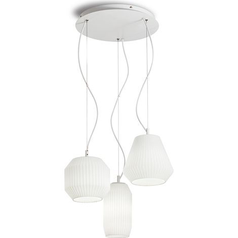 Lampadario Shabby Chic-Provenzale Origami Vetro Bianco 3 Luci E27 (1/3)
