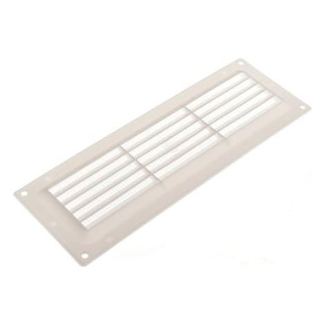 1 grille d'aération fixe en plastique blanc + moustiquaire 9 x 3 cm. (1/2)