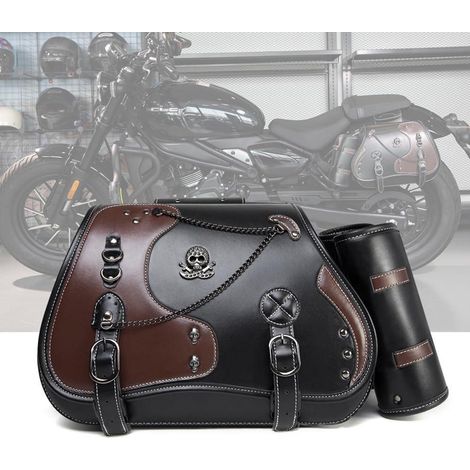 Motorrad Satteltaschen 30L Leder Wasserdicht mit Getränkehalter für Harley Davidson & Honda (1/5)