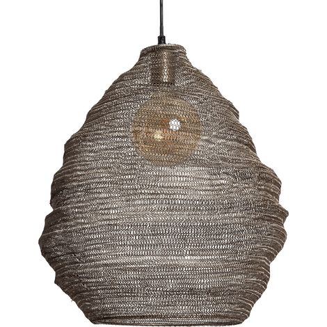 LEDKIA – Suspension métal Milos argent – Câble de suspension réglable – Nécessite ampoule E27 – Design vintage pour salle à manger et bureau (1/5)