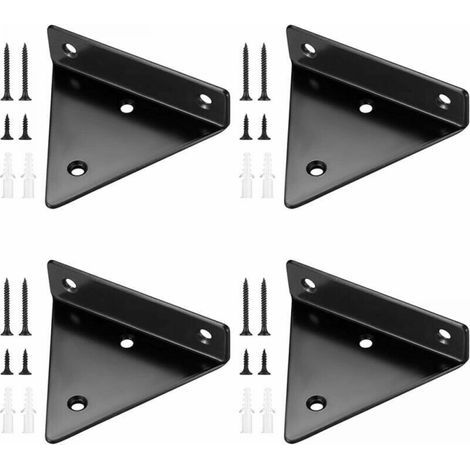 BUNTHAUS 4 Pièces Supports d'étagère Flottants, Supports à Tablettes Muraux Triangulaires Invisibles, Equerre Etagere Murale Métal pour étagère