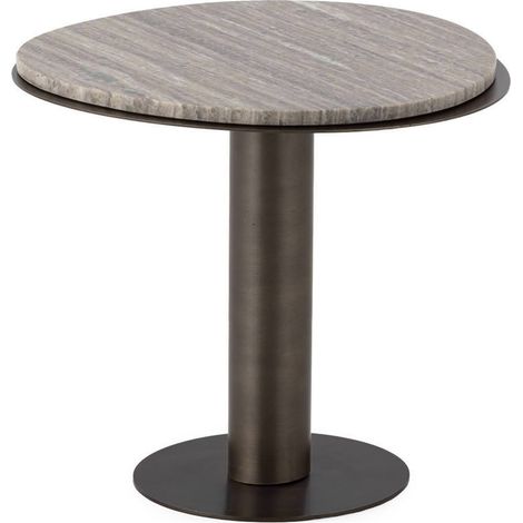 Table d'appoint ronde en marbre et métal - gris et noir (1/4)