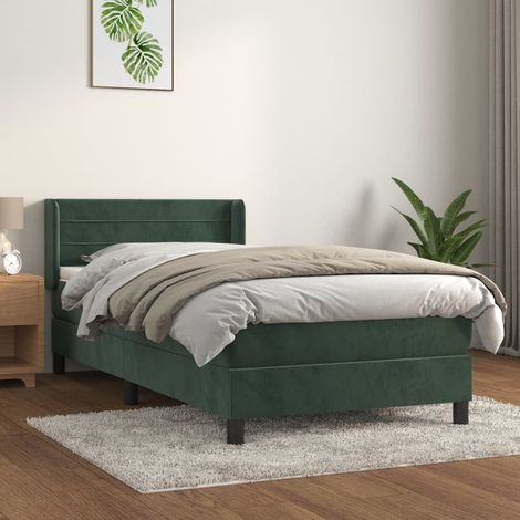 Sommier à lattes de lit et matelas-Cadre de lit Vert foncé 80x200 cm Velours 828990 (1/5)