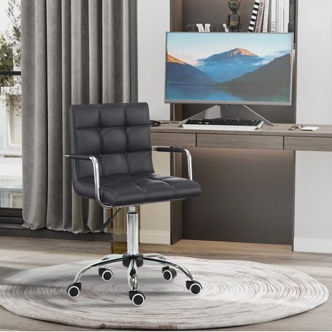 Silla de oficina ergonómica ajustable 46-61 cm con reposabrazos, giratoria, negra OKWISH (1/5)