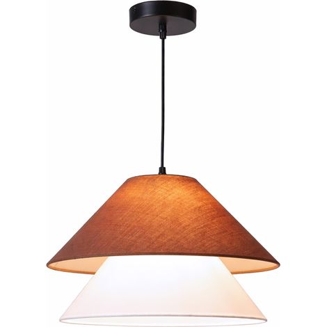 Suspension en tissu blanc et marron D40 cm