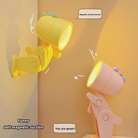 LampesMini veilleuse en forme de dinosaure mignon, fonctionne à piles, angle réglable, lampe de bureau confortable pour les yeux RoomPuppy (1/4)