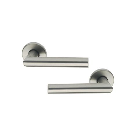 Ouvre&Déco – Poignée de porte d'entrée à cylindre – 2 poignées inox sur rosace ALBA – Épaisseur de porte 35 à 40 mm – Endurance 200 000 cycles