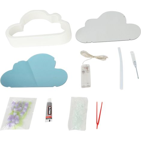 Ortviai Lampe de nuit tulipe nuage DIY avec miroir, décoration murale et table pour chambre, violet, 20 fleurs (1/5)