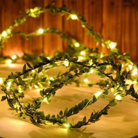 1 pièce Guirlande lumineuse lierre 5 m, 50 LED blanc chaud, fil de cuivre flexible, décoration intérieure et extérieure modérée