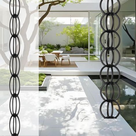 Chaînes de Pluie décoratives antirouille pour Jardin,Ornements à Suspendre pour la Maison, Le Balcon, la terrasse, Attrape-Pluie Fonctionnels avec Fonction de Drainage -3m/10ft