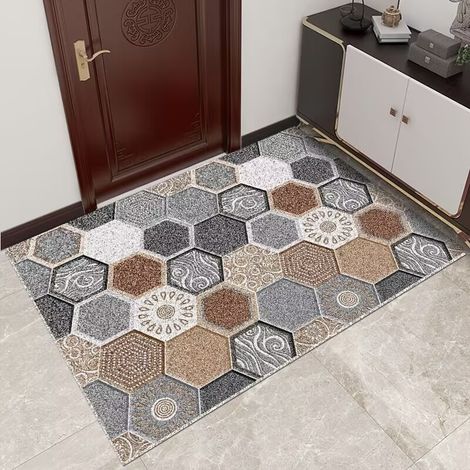 Tapis de salle bain antidérapant paillasson à anneaux métalliques découpables doux adapté la chambre x cm 50 80 (1/5)