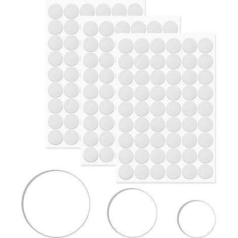 Lot de 9 feuilles de 870 caches de vis décoratifs en plastique blanc 12 mm 15 mm 21 mm de diamètre pour trous de vis autocollants pour meubles armoires (1/5)