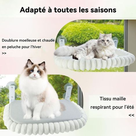 Elegant Hamac pour Chat Pliable - Hamac Chat Fenetre avec et Lavable lit pour, cadre en métal, lit de fenêtre avec 4 ventouses puissantes Supporte jusqu'à 18kg - 3