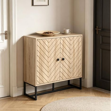 Sideboard mit 2 Türen aus Spanplatte und MDF, 80 x 29,5 x 80 cm (1/5)