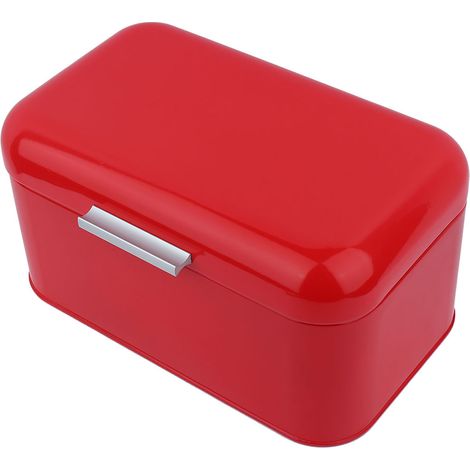 Boîte à pain rétro en métal uni, grande capacité, pour la cuisine (rouge) (1/5)