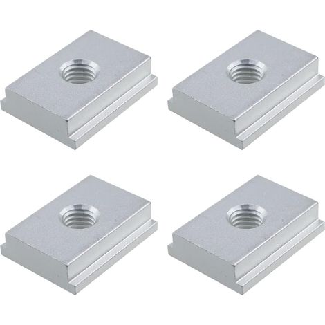Écrou coulissant pour rainure en T, 4 pièces, alliage d'aluminium argenté, M8, pour la fixation d'outils de menuiserie profilés. (1/5)