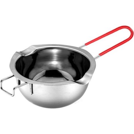 Cacerola de acero inoxidable de 600 ml con mango resistente al calor, apta para fundir chocolate, azúcar, mantequilla, queso, caramelo, velas, etc.
