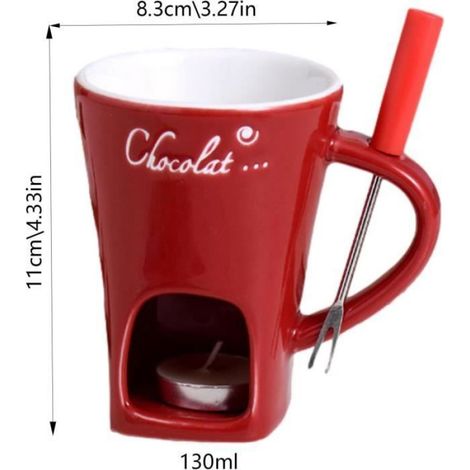 Tasse Fondue Chocolat, Fondue Chocolat Bougie, Chauffe-Beurre en Céramique, Tasse À Fondue Au Chocolat Personnelle De 130 ML