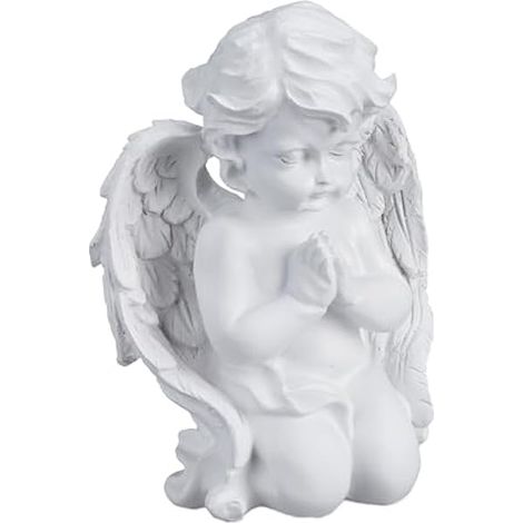 Décoration pour Une Tombe, Ange priant, résiste aux UV, au Gel, aux intempéries, HLP 20x15x11 cm, Blanche