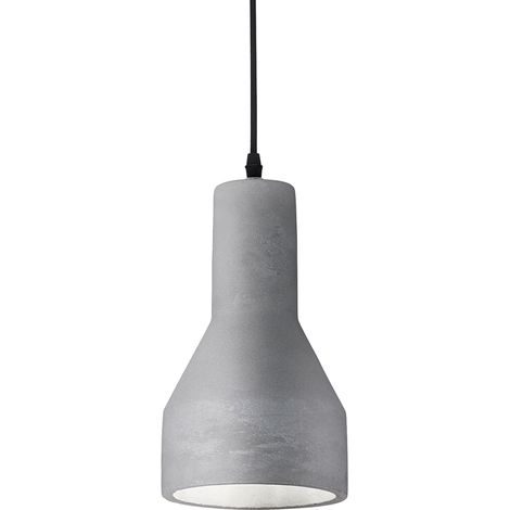 Sospensione Industrial-Minimal Oil-1 Metallo Cemento Grigio 1 Luce E27 (1/4)