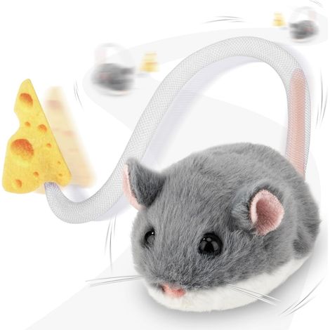 Jouet interactif pour Chat, Souris électrique roulante avec Queue Qui remue, capteur Intelligent, couinement, Jouet pour Chat avec Herbe à Chat, Rechargeable (1/5)