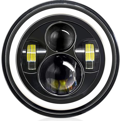 Phare LED rond 7 pouces pour voiture et moto (1 pièce) avec feux de jour, clignotants, feux de croisement et feux de route. 6000K, 140W, étanche IP67. (1/5)