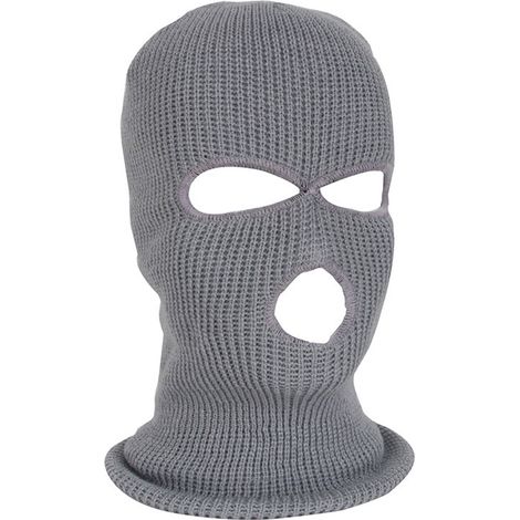 1 masque d'hiver chaud, masque à 3 trous, masque tricoté pour le ski et le vélo par temps froid, masque multifonctionnel, bonnet pour moto et vélo, gris clair (1/5)