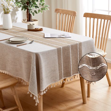 Nappe rectangulaire 140 x 220 cm (55 x 86 pouces) - Imperméable, en lin, infroissable et résistante à la décoloration (1/5)